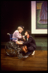 Actors Bernadette Peters and  Mandy Patinkin in a scene from the Broadway production of the musical "Sunday In The Park With George." (New York)