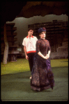 Actors Bernadette Peters and  Mandy Patinkin in a scene from the Broadway production of the musical "Sunday In The Park With George." (New York)