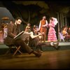 L-R) Actors Mandy Patinkin (as painter Georges Seurat), William Parry, Chris Groendahl and Bernadette Peters in a scene from the Broadway production of the musical "Sunday In The Park With George." (New York)