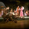 L-R) Actors Mandy Patinkin (as painter Georges Seurat), William Parry, Chris Groendahl and Bernadette Peters in a scene from the Broadway production of the musical "Sunday In The Park With George." (New York)