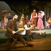 L-R) Actors Mandy Patinkin (as painter Georges Seurat), William Parry, Chris Groendahl and Bernadette Peters in a scene from the Broadway production of the musical "Sunday In The Park With George." (New York)