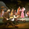 L-R) Actors Mandy Patinkin (as painter Georges Seurat), William Parry, Chris Groendahl and Bernadette Peters in a scene from the Broadway production of the musical "Sunday In The Park With George." (New York)