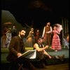 L-R) Actors Mandy Patinkin (as painter Georges Seurat), William Parry, Chris Groendahl and Bernadette Peters in a scene from the Broadway production of the musical "Sunday In The Park With George." (New York)
