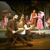 L-R) Actors Mandy Patinkin (as painter Georges Seurat), William Parry, Chris Groendahl and Bernadette Peters in a scene from the Broadway production of the musical "Sunday In The Park With George." (New York)
