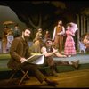 L-R) Actors Mandy Patinkin (as painter Georges Seurat), William Parry, Chris Groendahl and Bernadette Peters in a scene from the Broadway production of the musical "Sunday In The Park With George." (New York)