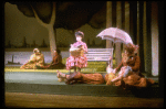 L-R) Actors Judith Moore, Barbara Bryne, Bernadette Peters, Mary D'arcy and Melanie Vaughan in a scene from the Broadway production of the musical "Sunday In The Park With George." (New York)