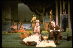 L-R) Actors Mary D'Arcy, Melanie Vaughan, Judith Moore, Nancy Opel, Brent Spiner, Robert Westenberg and Charles Kimbrough in a scene from the Broadway production of the musical "Sunday In The Park With George." (New York)