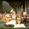 L-R) Actors Mary D'Arcy, Melanie Vaughan, Judith Moore, Nancy Opel, Brent Spiner, Robert Westenberg and Charles Kimbrough in a scene from the Broadway production of the musical "Sunday In The Park With George." (New York)
