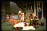 L-R) Actors Mary D'Arcy, Melanie Vaughan, Judith Moore, Nancy Opel, Brent Spiner, Robert Westenberg and Charles Kimbrough in a scene from the Broadway production of the musical "Sunday In The Park With George." (New York)