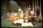 L-R) Actors Mary D'Arcy, Melanie Vaughan, Judith Moore, Nancy Opel, Brent Spiner, Robert Westenberg and Charles Kimbrough in a scene from the Broadway production of the musical "Sunday In The Park With George." (New York)
