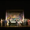 Actor Mandy Patinkin w. life size photo cut-outs of himself in a scene from the Broadway production of the musical "Sunday In The Park With George." (New York)