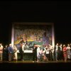 Actor Mandy Patinkin w. life size photo cut-outs of himself in a scene from the Broadway production of the musical "Sunday In The Park With George." (New York)