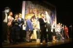 Actor Mandy Patinkin w. life size photo cut-outs of himself in a scene from the Broadway production of the musical "Sunday In The Park With George." (New York)