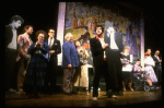 Actor Mandy Patinkin w. life size photo cut-outs of himself in a scene from the Broadway production of the musical "Sunday In The Park With George." (New York)