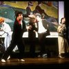 Actor Mandy Patinkin w. life size photo cut-outs of himself in a scene from the Broadway production of the musical "Sunday In The Park With George." (New York)