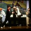 Actor Mandy Patinkin w. life size photo cut-outs of himself in a scene from the Broadway production of the musical "Sunday In The Park With George." (New York)