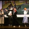 Actor Mandy Patinkin w. life size photo cut-outs of himself in a scene from the Broadway production of the musical "Sunday In The Park With George." (New York)