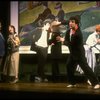 Actor Mandy Patinkin w. life size photo cut-outs of himself in a scene from the Broadway production of the musical "Sunday In The Park With George." (New York)
