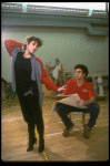 Actors Bernadette Peters and Mandy Patinkin at a rehearsal for the Broadway production of the musical "Sunday In The Park With George." (New York)