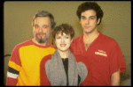 L-R) Composer Stephen Sondhein w. actors Bernadette Peters and Mandy Patinkin at a rehearsal for the Broadway production of the musical "Sunday In The Park With George." (New York)