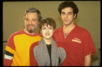 L-R) Composer Stephen Sondhein w. actors Bernadette Peters and Mandy Patinkin at a rehearsal for the Broadway production of the musical "Sunday In The Park With George." (New York)