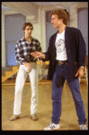 L-R) Dancer Christopher D'Amboise and choreographer Peter Martins at rehearsal for the Broadway production of the musical "Song and Dance." (New York)