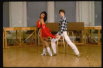 Dancers Christopher D'Amboise and Cynthia Onrubia at rehearsal for the Broadway production of the musical "Song and Dance." (New York)