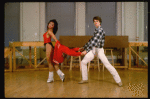 Dancers Christopher D'Amboise and Cynthia Onrubia at rehearsal for the Broadway production of the musical "Song and Dance." (New York)