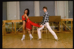 Dancers Christopher D'Amboise and Cynthia Onrubia at rehearsal for the Broadway production of the musical "Song and Dance." (New York)