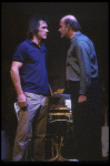 L-R) Actors Tommy Lee Jones and Peter Boyle in a scene from the New York Shakespeare Festival production of the play "True West." (New York)