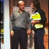 R-L) Actors Tommy Lee Jones and Peter Boyle in a scene from the New York Shakespeare Festival production of the play "True West." (New York)