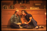 R-L) Actors Tommy Lee Jones and Peter Boyle in a scene from the New York Shakespeare Festival production of the play "True West." (New York)