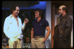 L-R) Actors Louis Zorich, Tommy Lee Jones and Peter Boyle  in a scene from the New York Shakespeare Festival production of the play "True West." (New York)