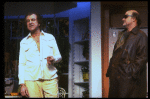 L-R) Actors Louis Zorich and Peter Boyle  in a scene from the New York Shakespeare Festival production of the play "True West." (New York)