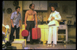 L-R) Actors Gary Sinise, John Malkovich and Mary Rausch in a scene from the off-Broadway revival of the play "True West." (New York)