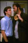 L-R) Actor/brothers Dennis and Randy Quaid in a scene from the off-Broadway revival of the play "True West." (New York)