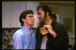 L-R) Actor/brothers Dennis and Randy Quaid in a scene from the off-Broadway revival of the play "True West." (New York)