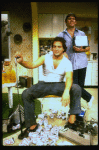 R-L) Actor Gary Cole and Jim Belushi in a scene from the off-Broadway revival of the play "True West." (New York)