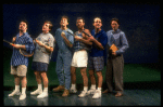 L-R) Actors Nathan Lane, Anthony Heald, Justin Kirk, Stephen Bogardus, John Benjamin Hickey and John Glover in a scene from the Broadway production of the play "Love! Valour! Compassion!." (New York)