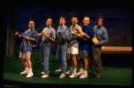 L-R) Actors Nathan Lane, Anthony Heald, Justin Kirk, Stephen Bogardus, John Benjamin Hickey and John Glover in a scene from the Broadway production of the play "Love! Valour! Compassion!." (New York)