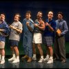 L-R) Actors Nathan Lane, Anthony Heald, Justin Kirk, Stephen Bogardus, John Benjamin Hickey and John Glover in a scene from the Broadway production of the play "Love! Valour! Compassion!." (New York)