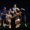 L-R) Actors Nathan Lane, Anthony Heald, Justin Kirk, John Glover, Stephen Bogardus and John Benjamin Hickey in a scene from the Broadway production of the play "Love! Valour! Compassion!." (New York)