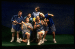 L-R) Actors Nathan Lane, Anthony Heald, Justin Kirk, John Glover, Stephen Bogardus and John Benjamin Hickey in a scene from the Broadway production of the play "Love! Valour! Compassion!." (New York)
