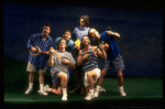 L-R) Actors Nathan Lane, Anthony Heald, Justin Kirk, John Glover, Stephen Bogardus and John Benjamin Hickey in a scene from the Broadway production of the play "Love! Valour! Compassion!." (New York)