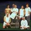 L-R) Actors Stephen Bogardus, Justin Kirk, John Benjamin Hickey, Stephen Spinella, Randy Becker, Nathan Lane and John Glover from the Manhattan Theatre Club production of the play "Love! Valour! Compassion!." (New York)