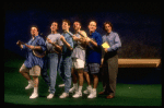 L-R) Actors Nathan Lane, Stephen Spinella, Justin Kirk, Stephen Bogardus, John Benjamin Hickey and John Glover in a scene from the Manhattan Theater Club production of the play "Love! Valour! Compassion!." (New York)