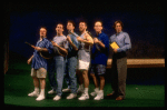 L-R) Actors Nathan Lane, Stephen Spinella, Justin Kirk, Stephen Bogardus, John Benjamin Hickey and John Glover in a scene from the Manhattan Theater Club production of the play "Love! Valour! Compassion!." (New York)