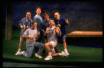 L-R) Actors Nathan Lane, Stephen Spinella, Justin Kirk, John Glover, Stephen Bogardus and John Benjamin Hickey in a scene from the Manhattan Theater Club production of the play "Love! Valour! Compassion!." (New York)
