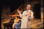 Actors Rosemary Prinz and Jack Lemmon in a scene from the Broadway production of the play "Tribute." (New York)