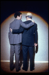 L-R) Actors Robert Picardo and Jack Lemmon in a scene from the Broadway production of the play "Tribute." (New York)